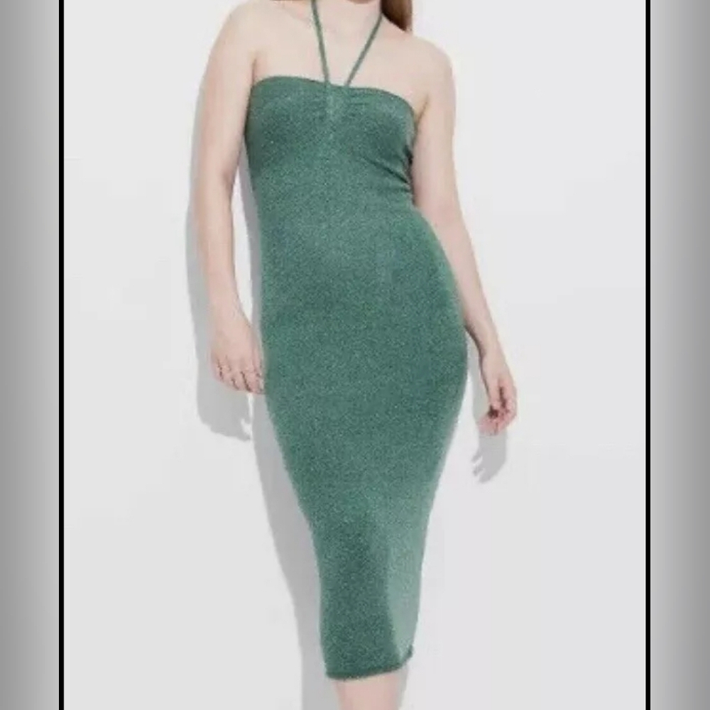 Wild Fable Green Ribbed Bodycon Dress Cocktail